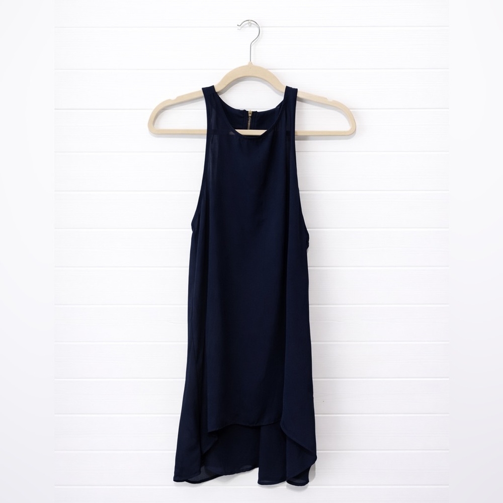 Pink Rose Midnight Blue Sleeveless Blouse
